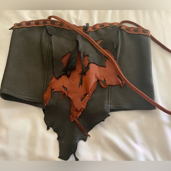 Soft Leather Hand made Adjustable brown and black corset - Picture 1 of 2